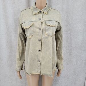 Venti6 Italian Distressed Button Down or Lightweight Schacket Women's Medium